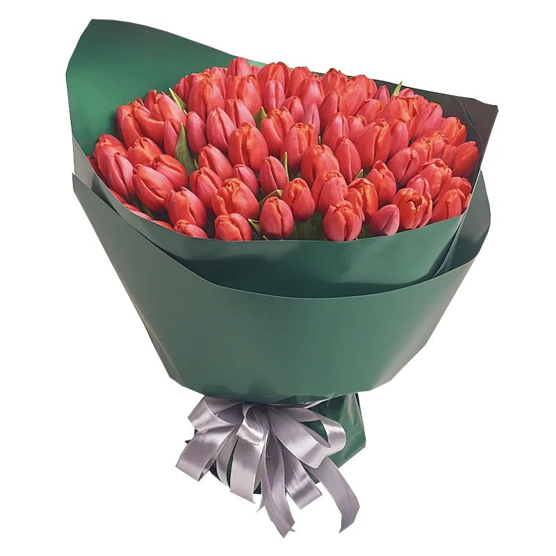 Букет из 101 тюльпана красного цвета